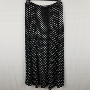 Vintage Black and White Polka Dot Midi Skirt